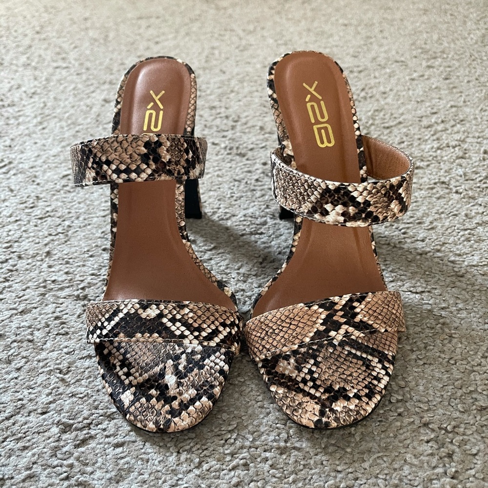 Snakeskin double strap sandal - worn once!